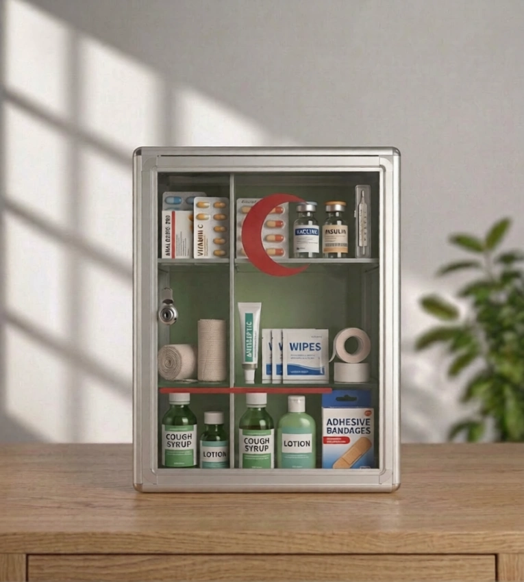Petite Boîte à Pharmacie Métallique – Sécurité & Organisation (25×29 cm)
